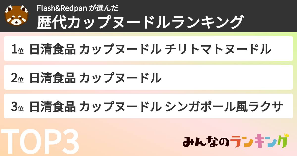 Flash&Redpan さんの「歴代カップヌードルランキング」
