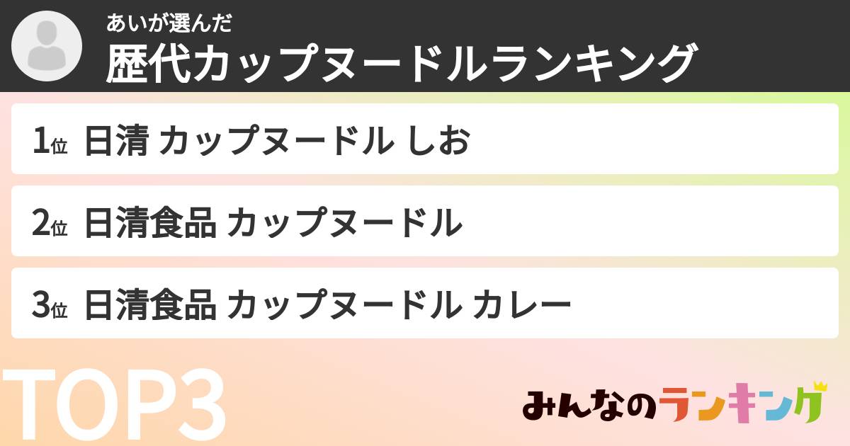 あいさんの「歴代カップヌードルランキング」