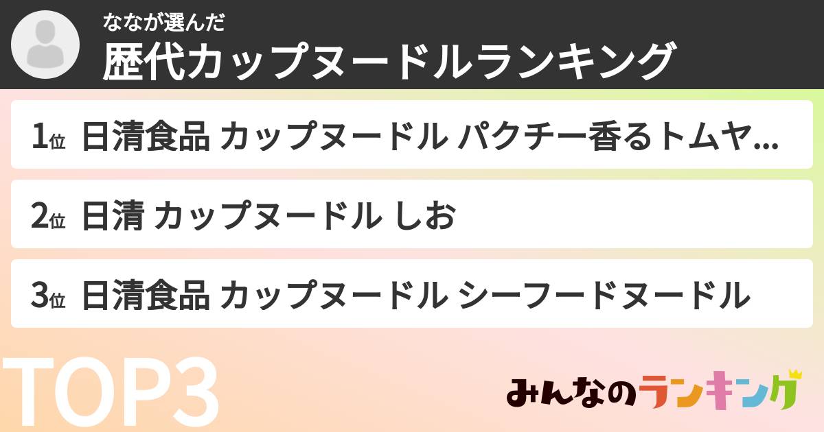 ななさんの「歴代カップヌードルランキング」