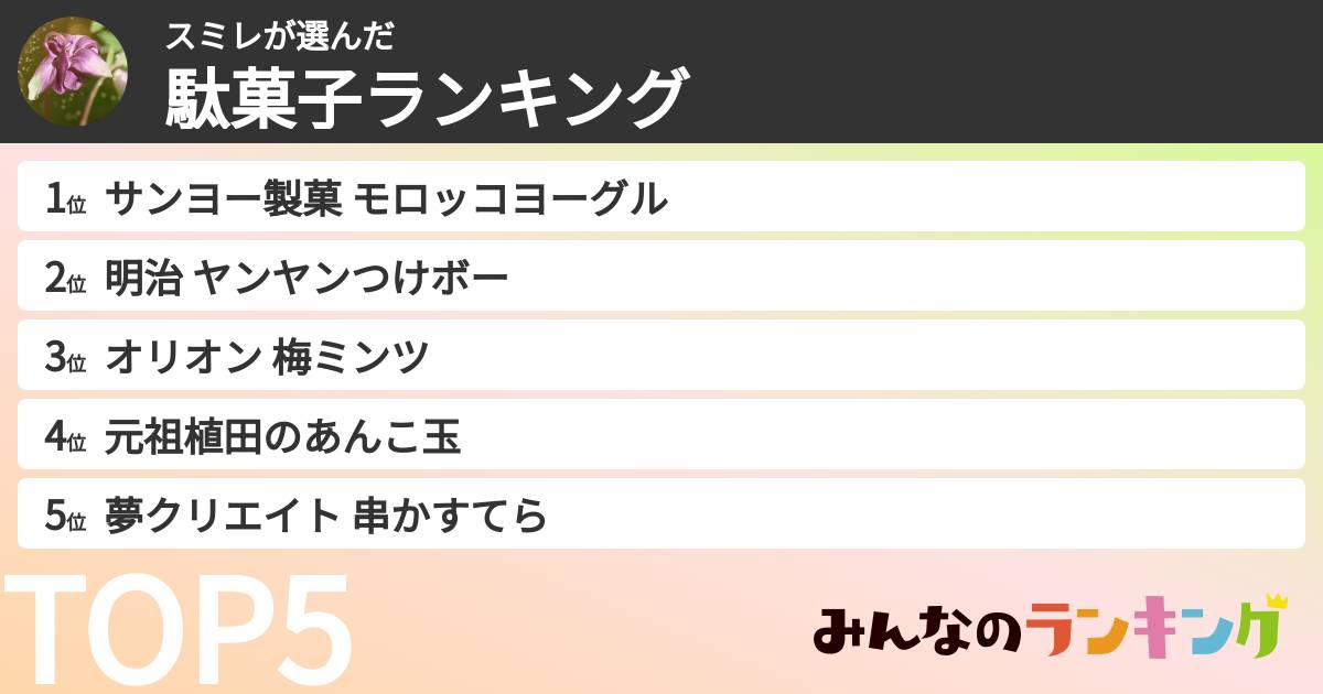 スミレさんの「駄菓子ランキング」