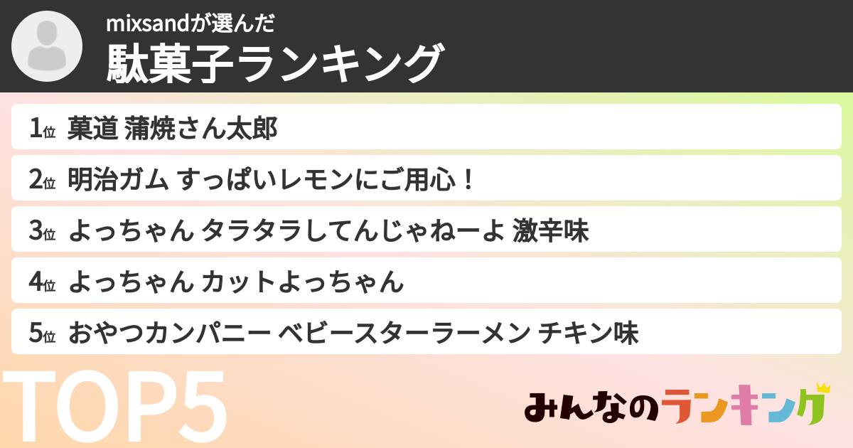 mixsandさんの「駄菓子ランキング」