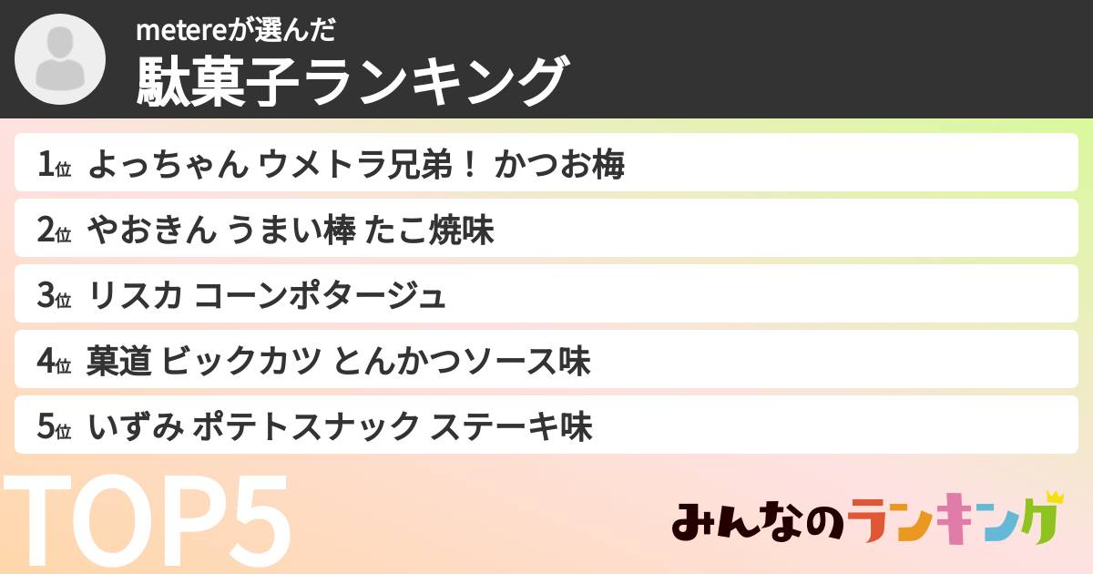 metereさんの「駄菓子ランキング」