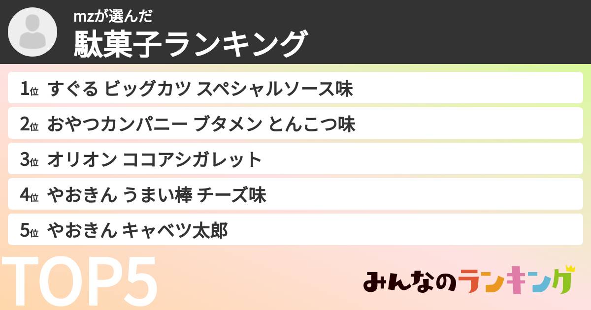 mzさんの「駄菓子ランキング」