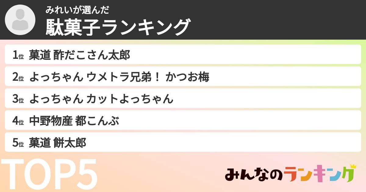 みれいさんの「駄菓子ランキング」