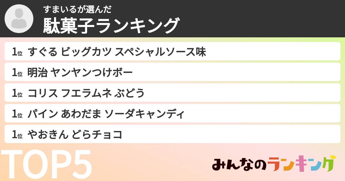 すまいるさんの「駄菓子ランキング」