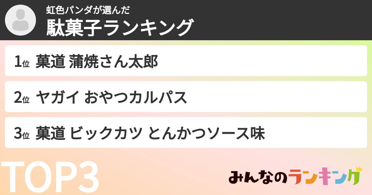 虹色パンダさんの「駄菓子ランキング」