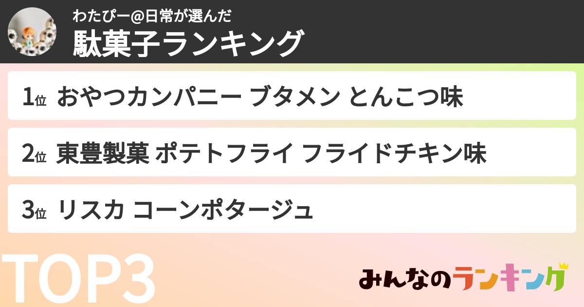 わたぴー@日常さんの「駄菓子ランキング」