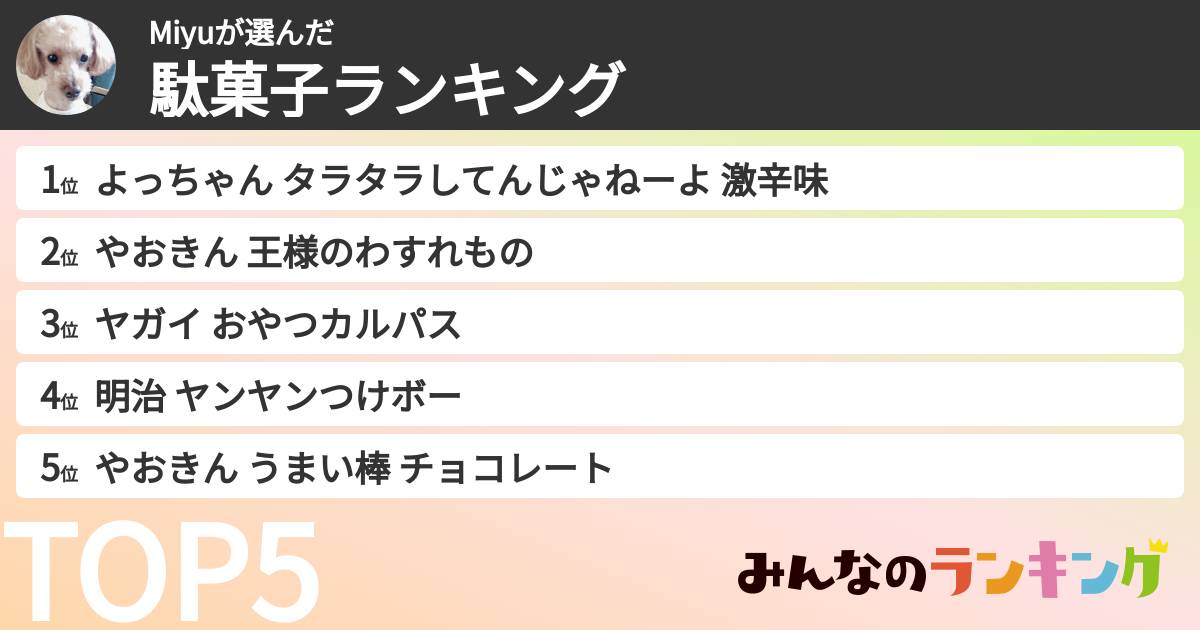 Miyuさんの「駄菓子ランキング」