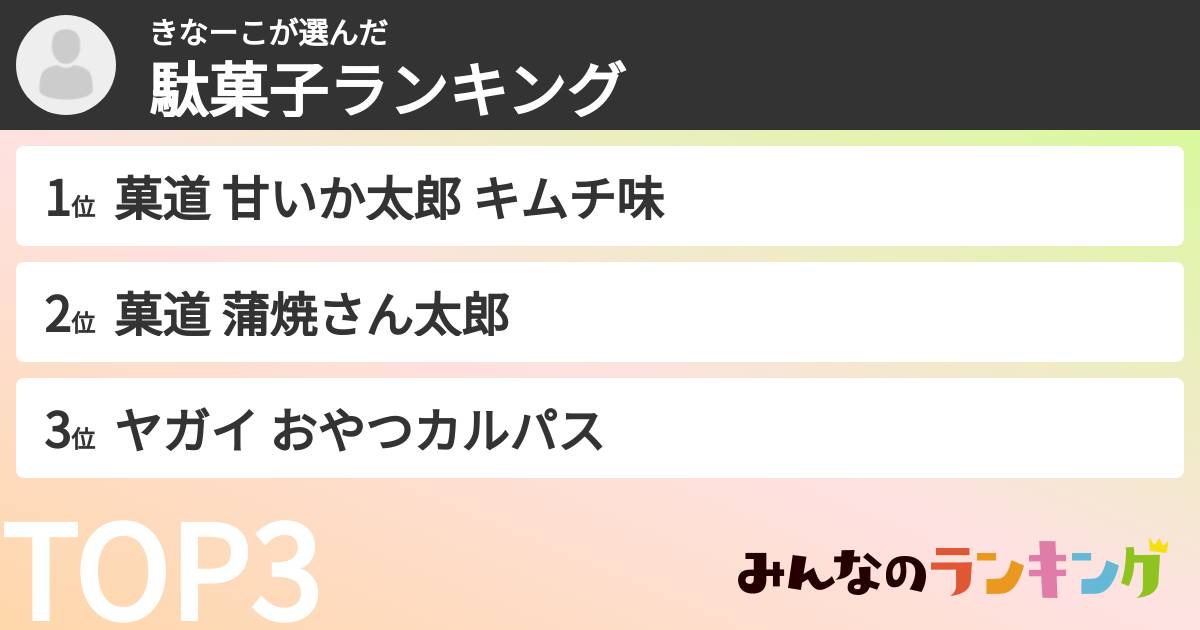 きなーこさんの「駄菓子ランキング」
