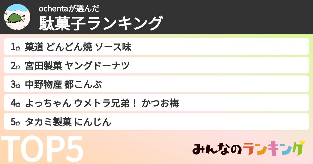 ochentaさんの「駄菓子ランキング」