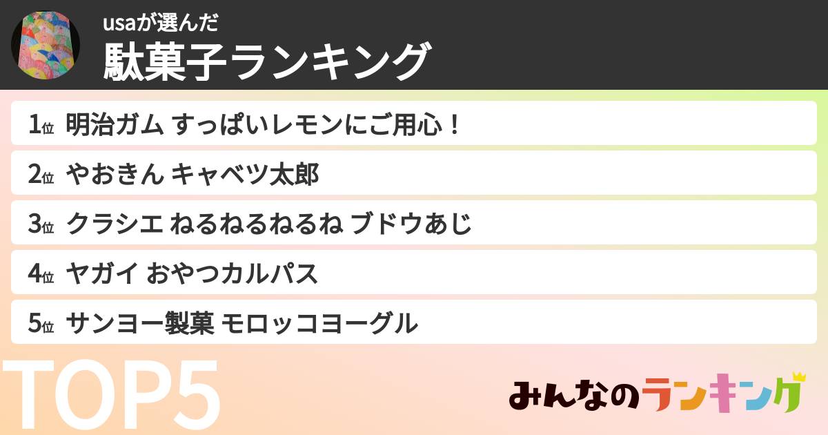usaさんの「駄菓子ランキング」
