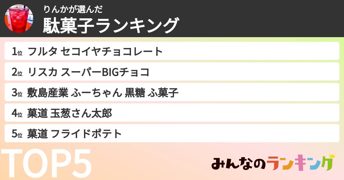 りんかさんの「駄菓子ランキング」