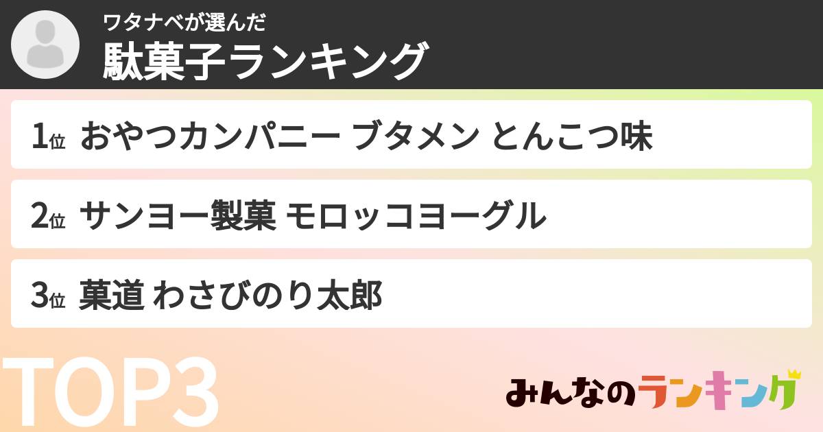 ワタナベさんの「駄菓子ランキング」