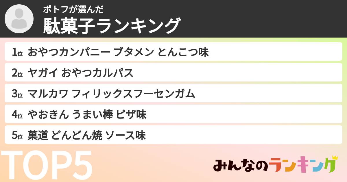 ポトフさんの「駄菓子ランキング」