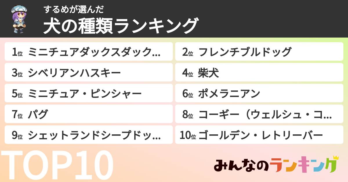 するめさんの「犬の種類ランキング」