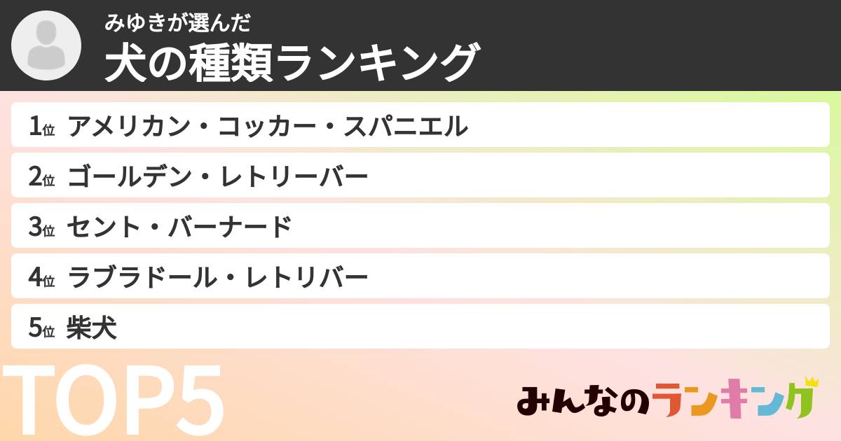 みゆきさんの「犬の種類ランキング」