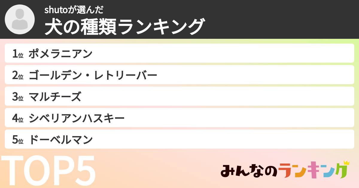 shutoさんの「犬の種類ランキング」