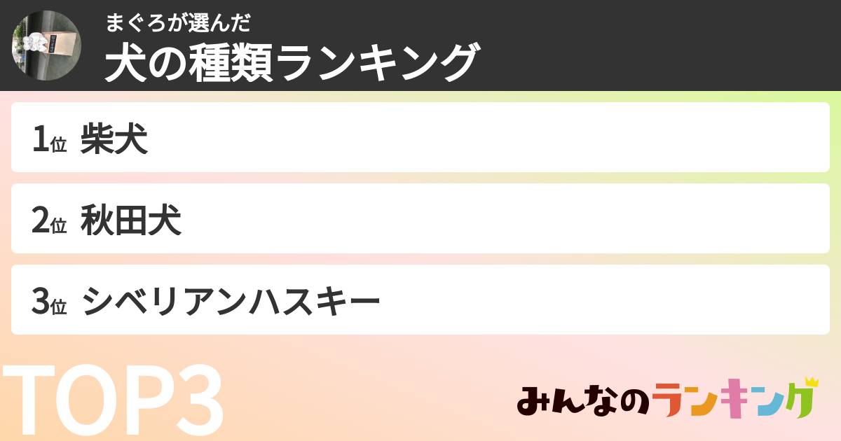 まぐろさんの「犬の種類ランキング」