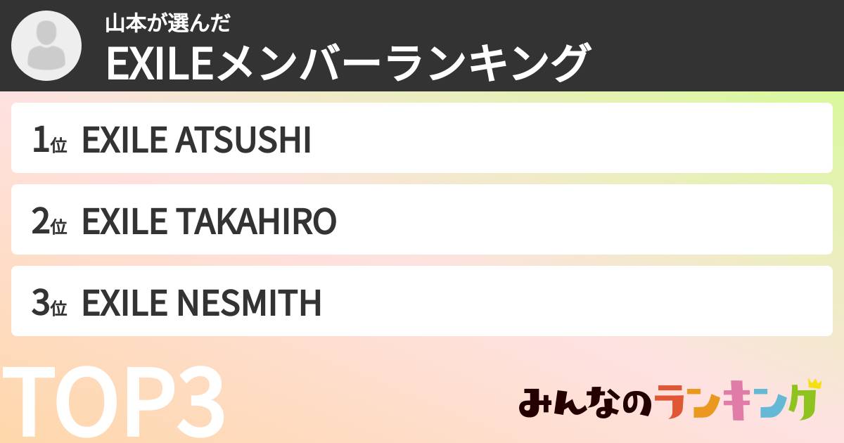 山本さんの「EXILEメンバーランキング」