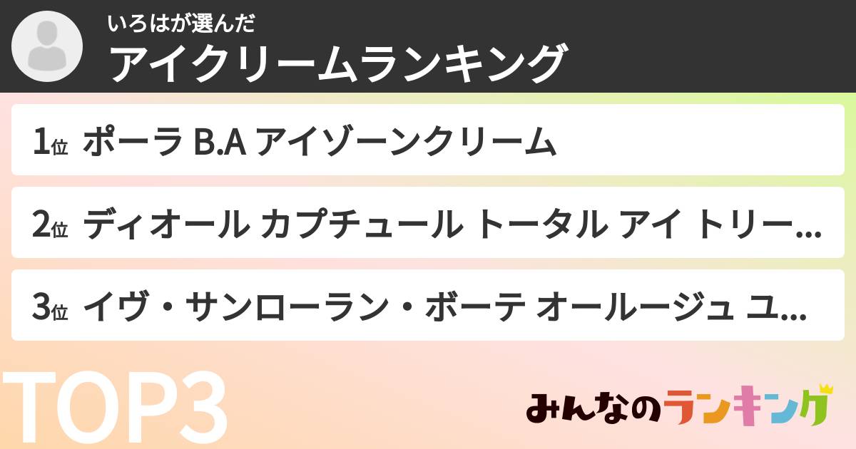 いろはさんの「アイクリームランキング」