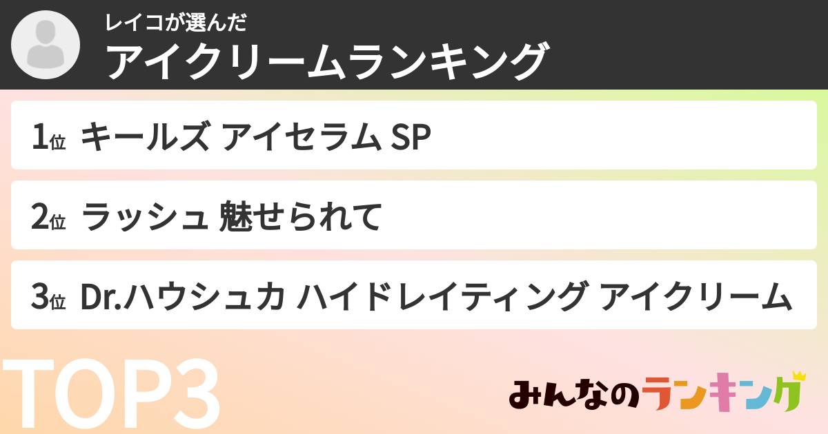 レイコさんの「アイクリームランキング」