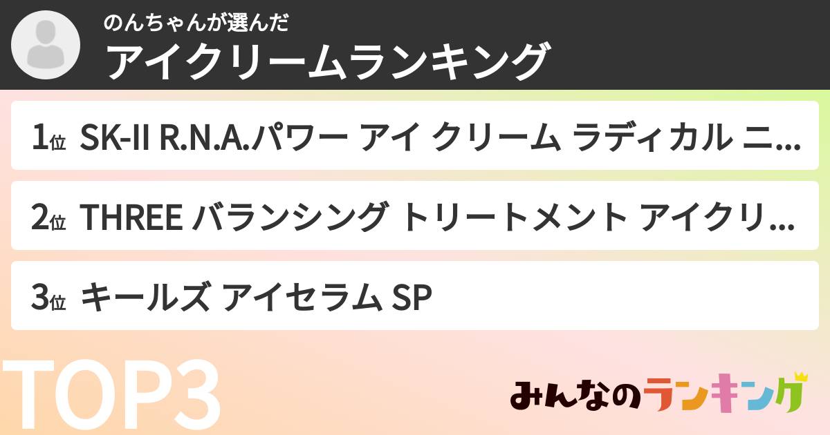 のんちゃんさんの「アイクリームランキング」