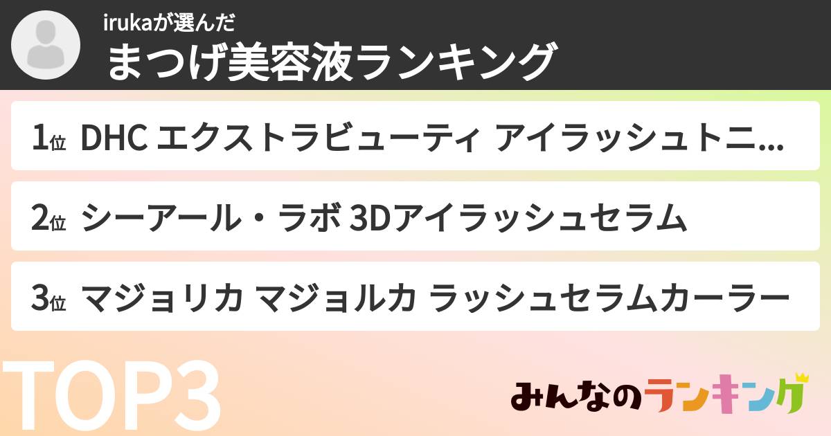 irukaさんの「まつげ美容液ランキング」