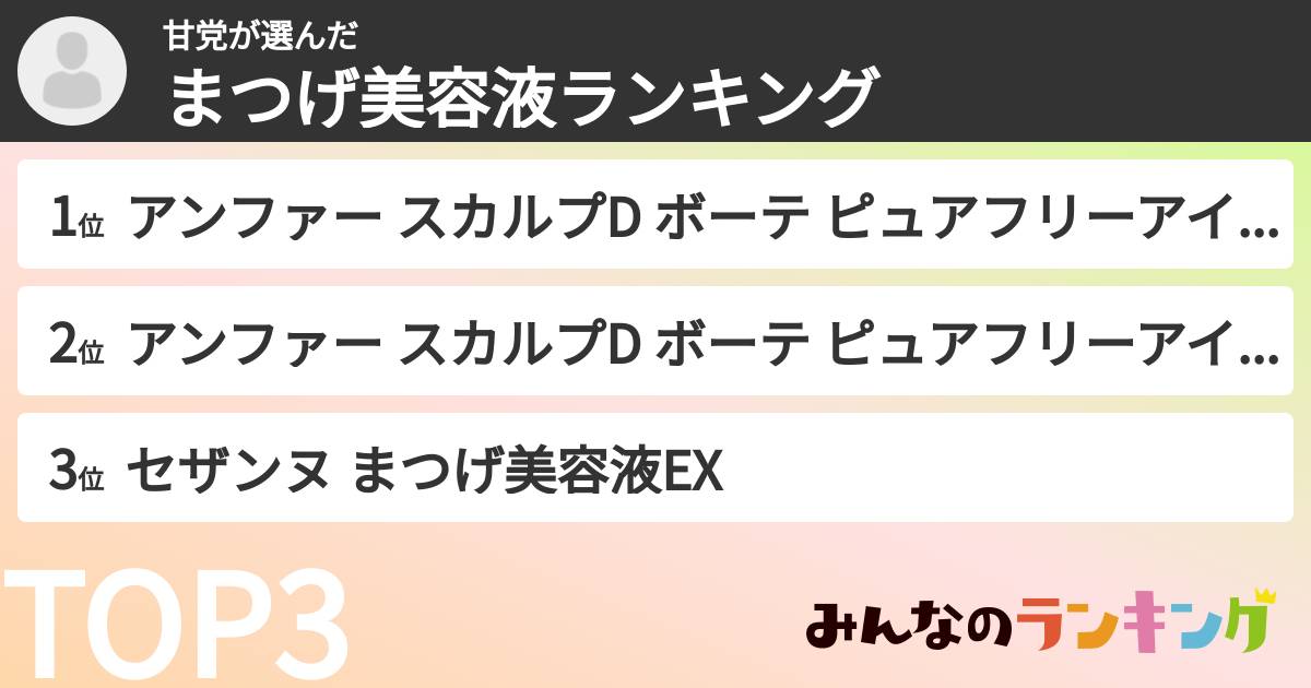 甘党さんの「まつげ美容液ランキング」