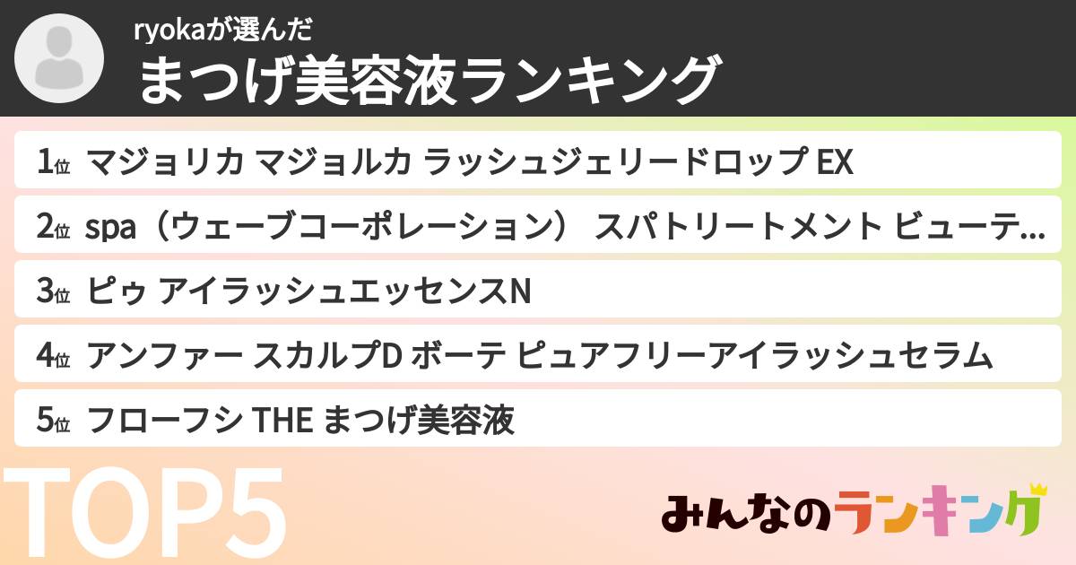 ryokaさんの「まつげ美容液ランキング」