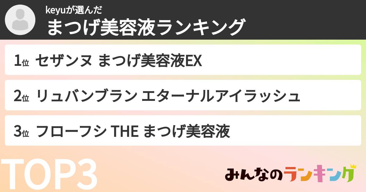 keyuさんの「まつげ美容液ランキング」