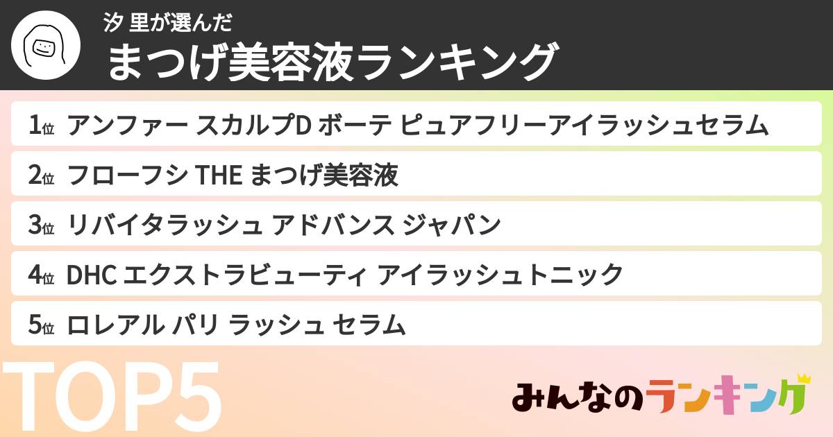 汐 里さんの「まつげ美容液ランキング」