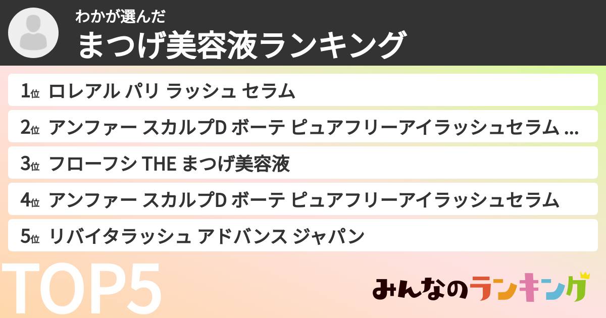 わかさんの「まつげ美容液ランキング」