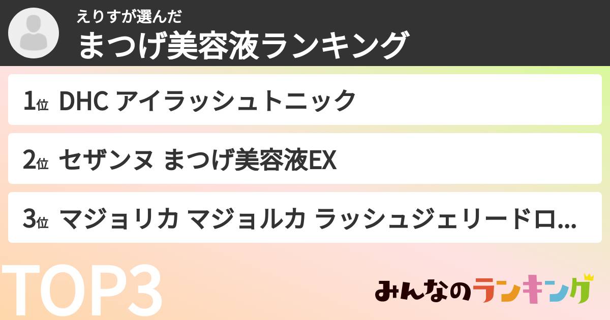 えりすさんの「まつげ美容液ランキング」