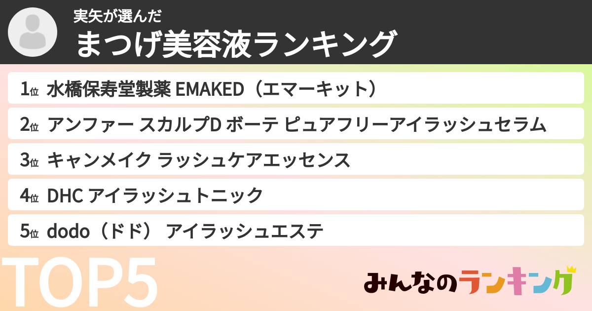 実矢さんの「まつげ美容液ランキング」