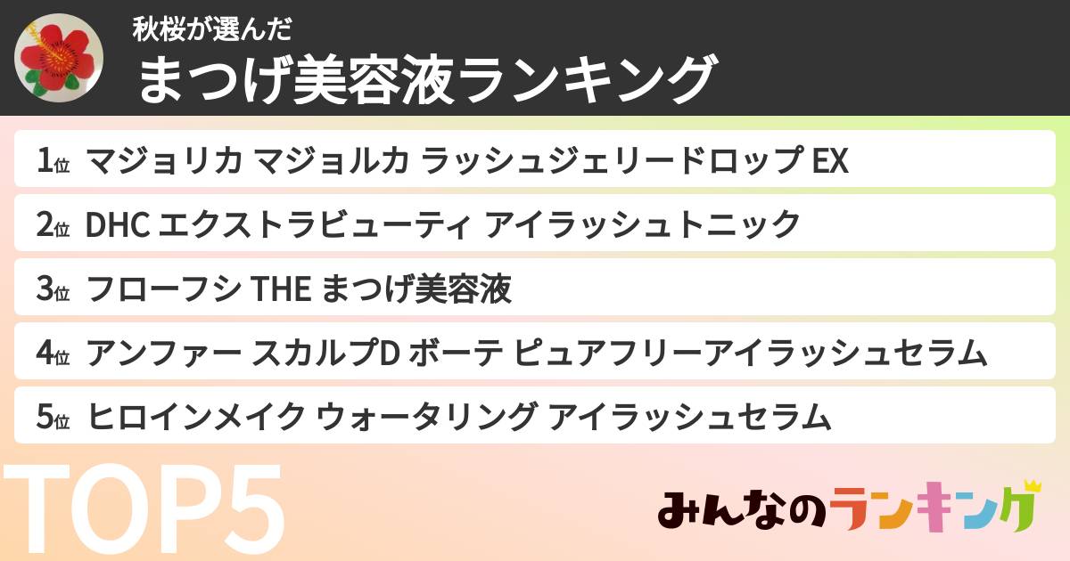 秋桜さんの「まつげ美容液ランキング」