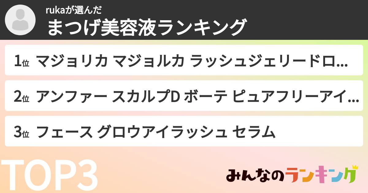rukaさんの「まつげ美容液ランキング」