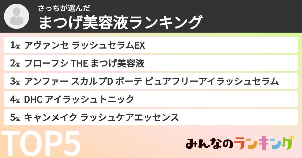 さっちさんの「まつげ美容液ランキング」