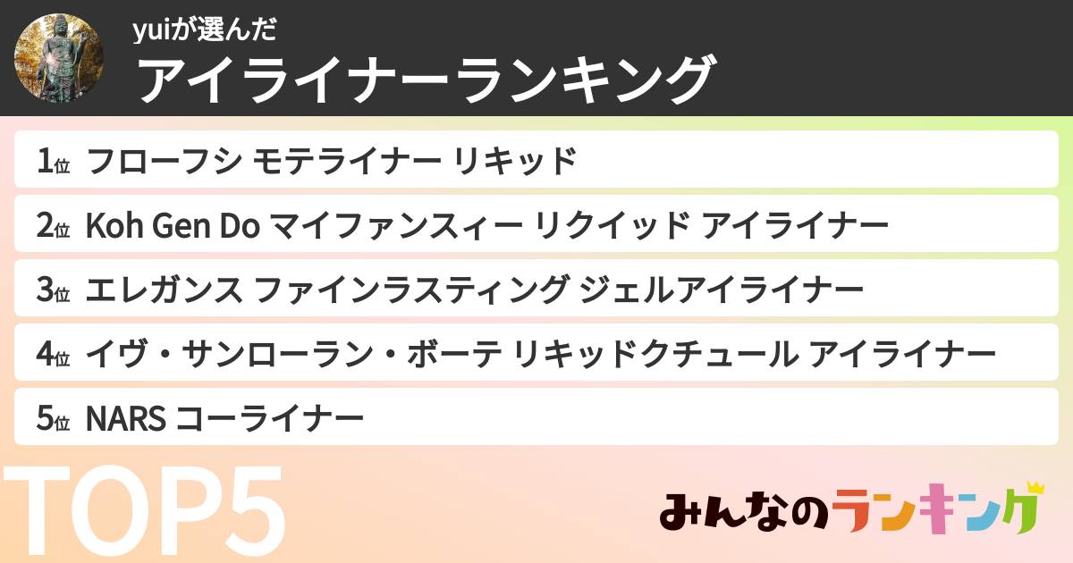 yuiさんの「アイライナーランキング」
