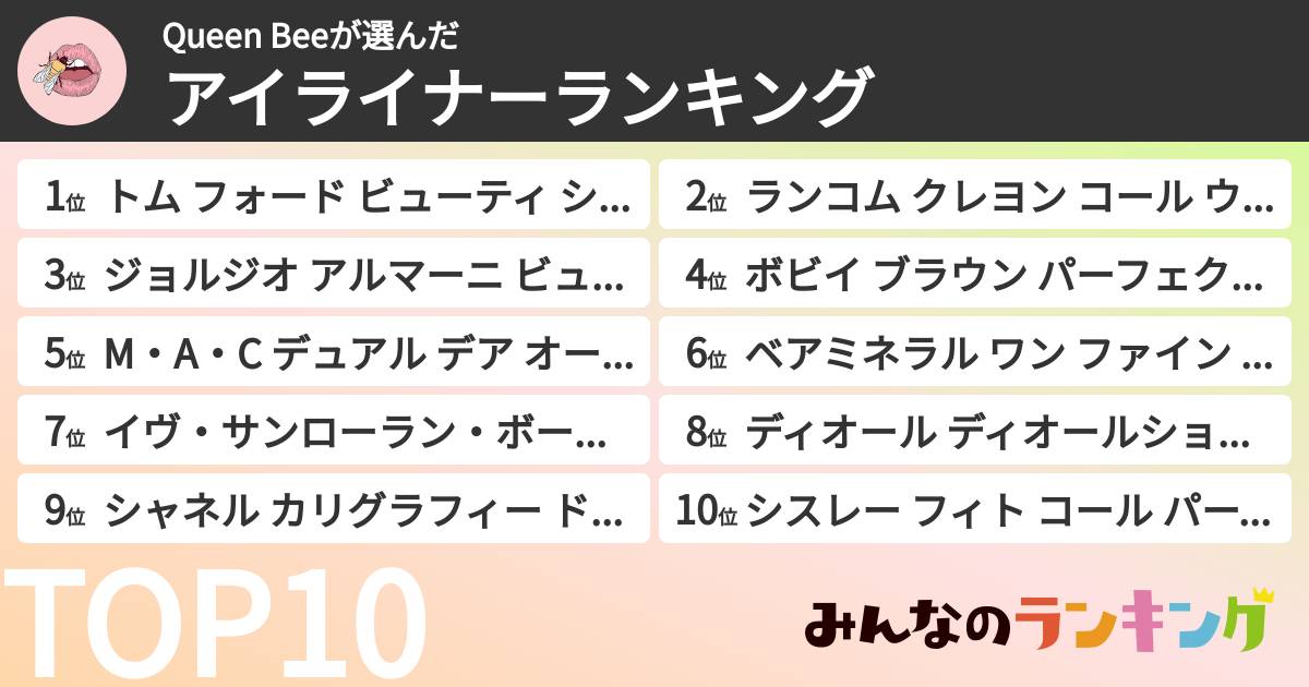 Queen Beeさんの「アイライナーランキング」