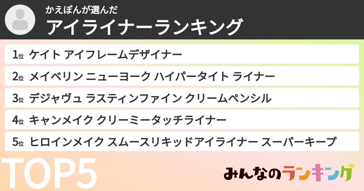 かえぽんさんの「アイライナーランキング」