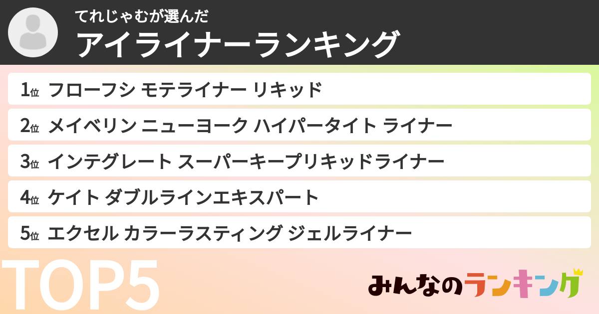 てれじゃむさんの「アイライナーランキング」