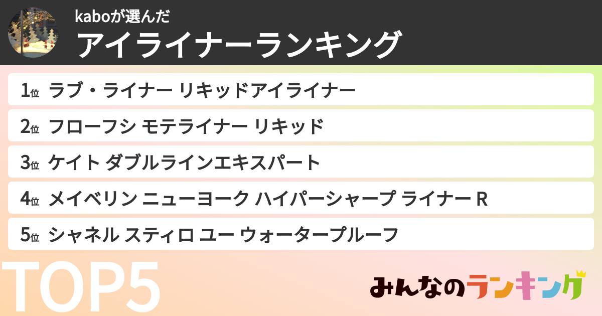 kaboさんの「アイライナーランキング」