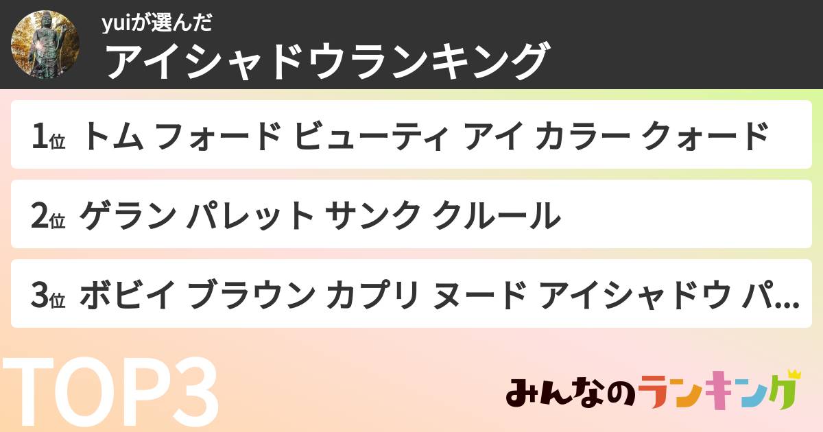 yuiさんの「アイシャドウランキング」