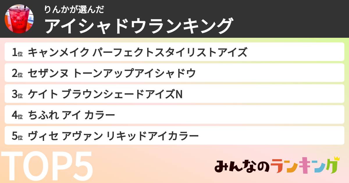 りんかさんの「アイシャドウランキング」