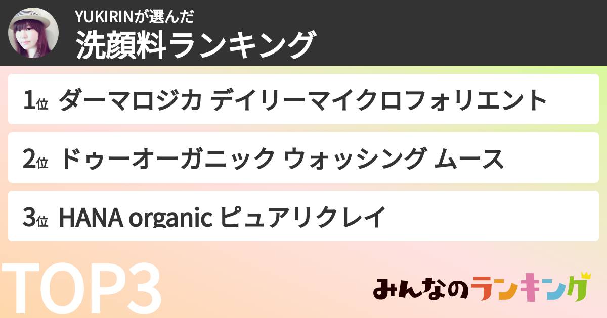YUKIRINさんの「洗顔料ランキング」