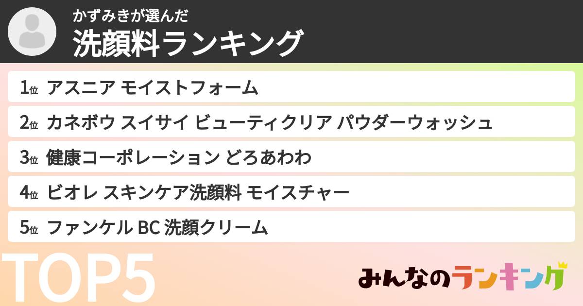 かずみきさんの「洗顔料ランキング」