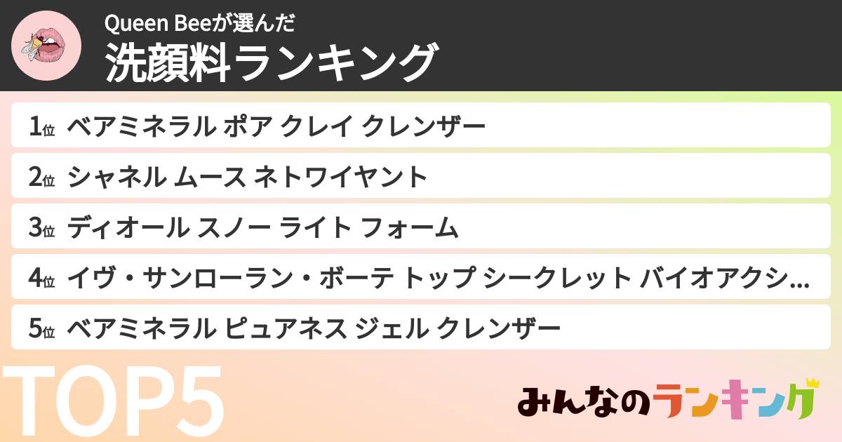 Queen Beeさんの「洗顔料ランキング」