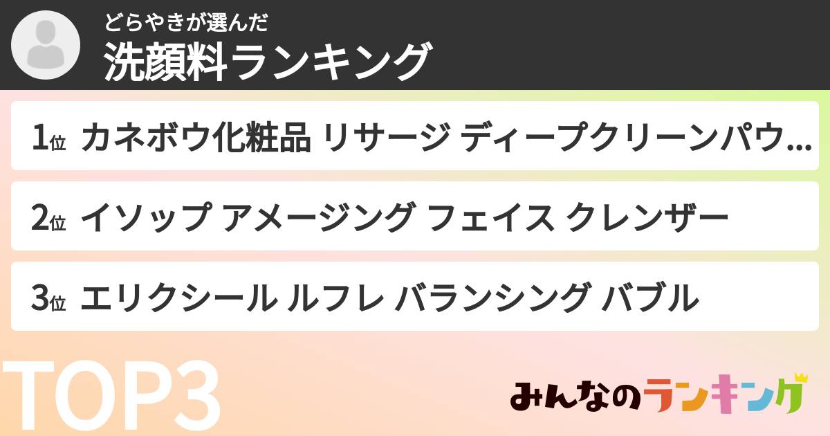 どらやきさんの「洗顔料ランキング」