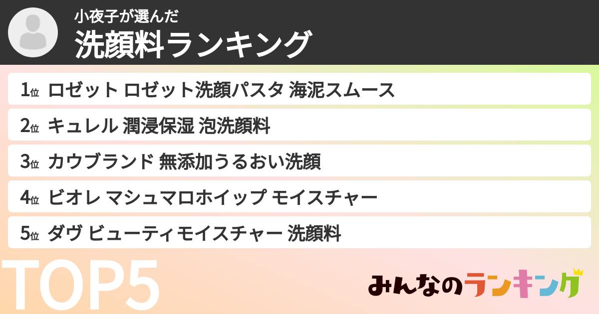 小夜子さんの「洗顔料ランキング」