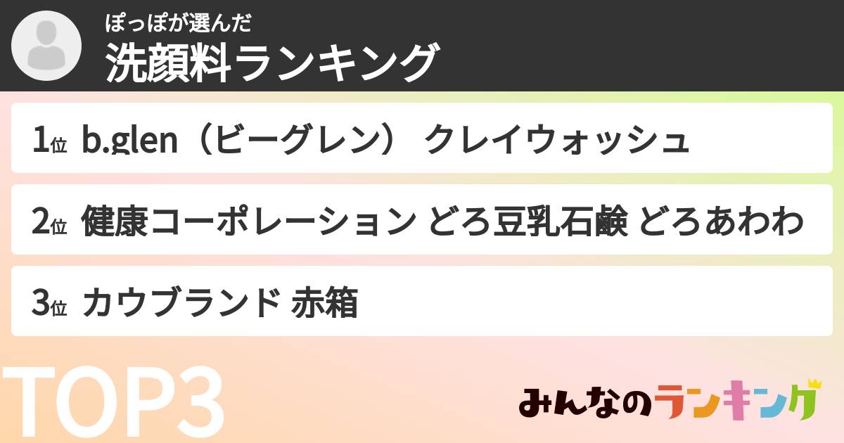ぽっぽさんの「洗顔料ランキング」